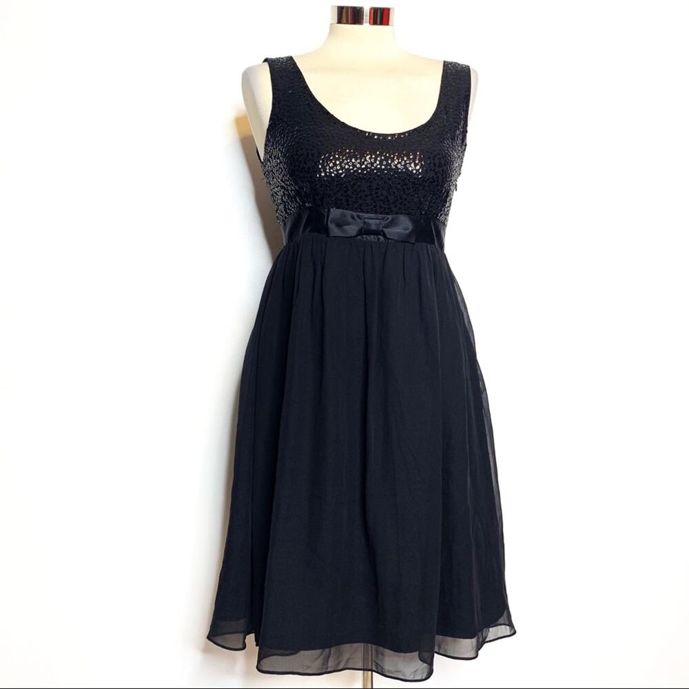 Vintage Betsey Johnson evening sequin bow silk dress babydoll